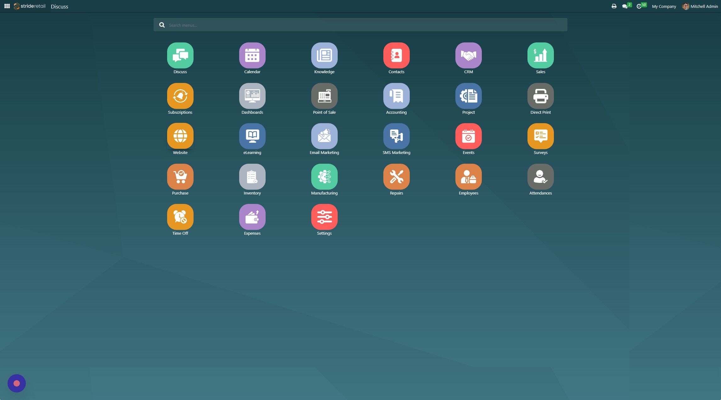 Screenshot of: Go to the "Website" module