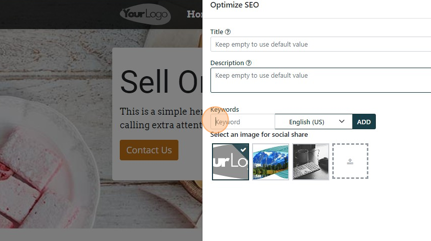 Screenshot of: Add any SEO keywords you desire.