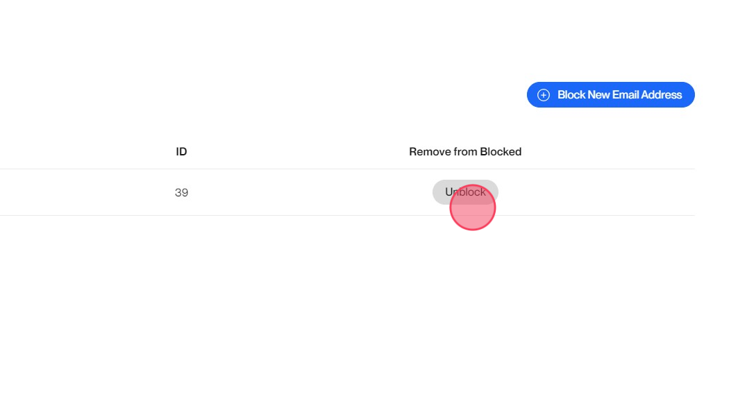 Unblock button on the Blocked list