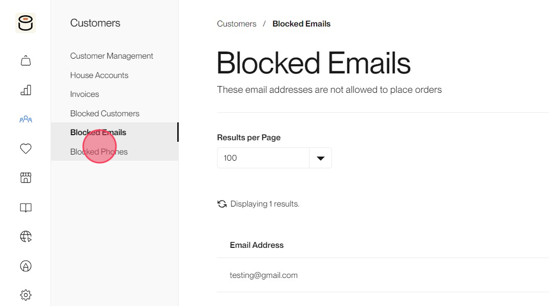 Blocked Emails list