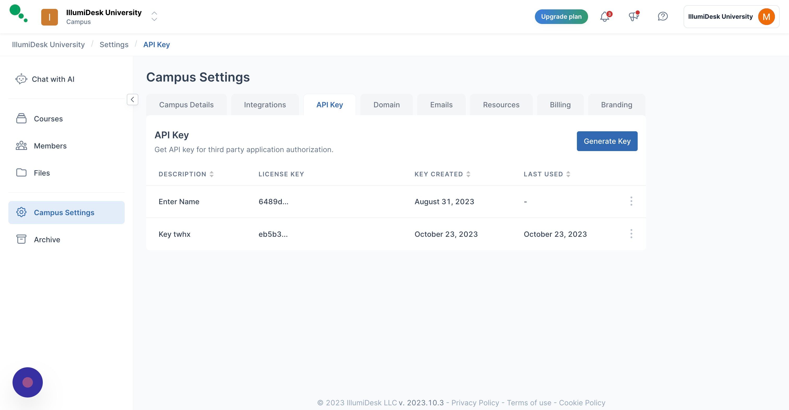 Updating Campus Settings