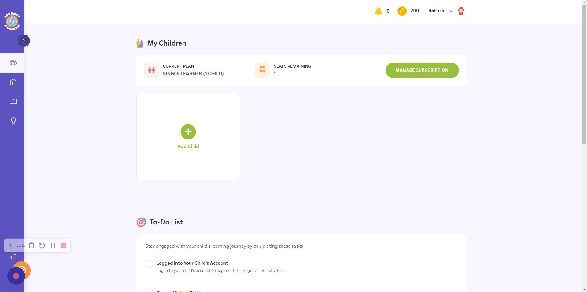 SetUp How to add a child to your family account Safar Publications
