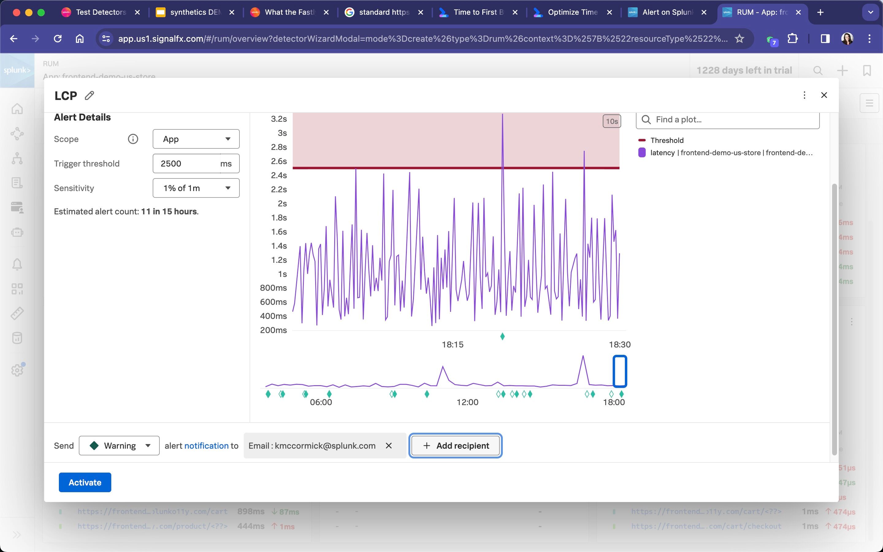 activate the RUM detector