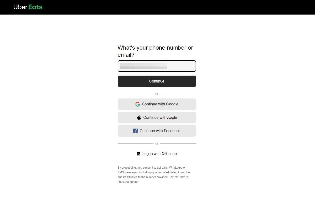A field to type in an email address to establish an Uber account