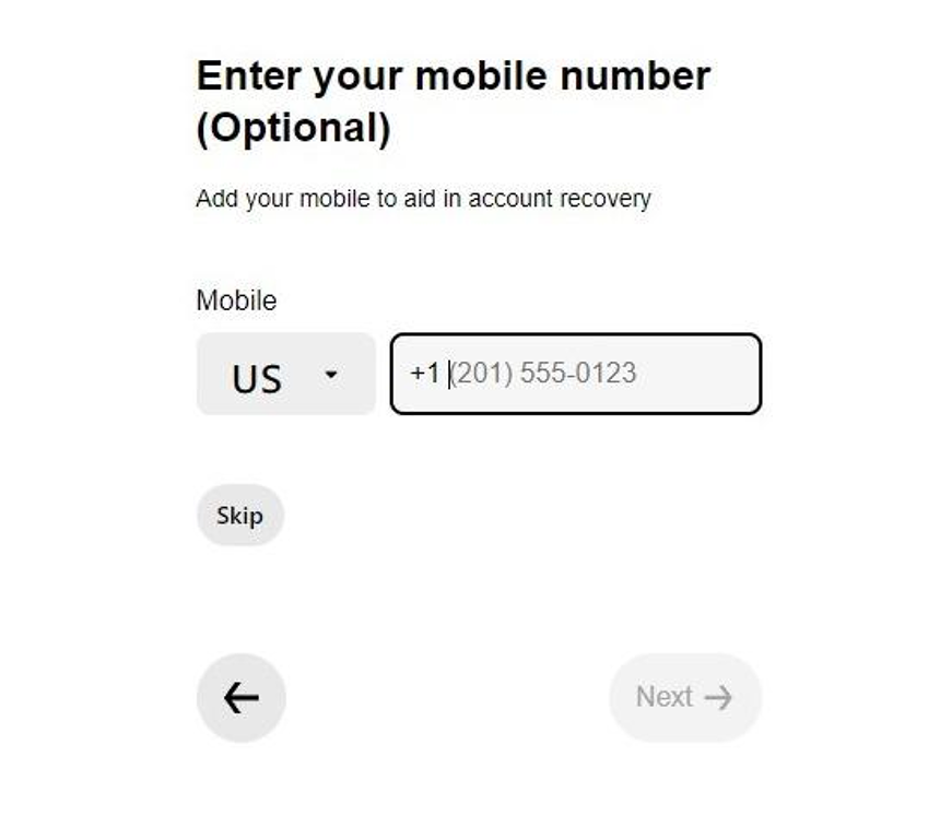 A page from the Uber sign-up process in which you verify a phone number.