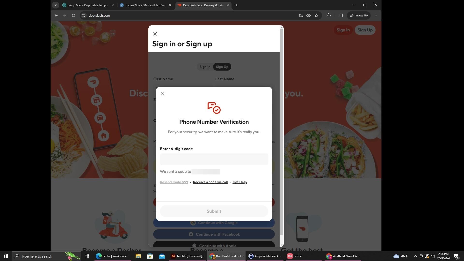 Paste SMS Code