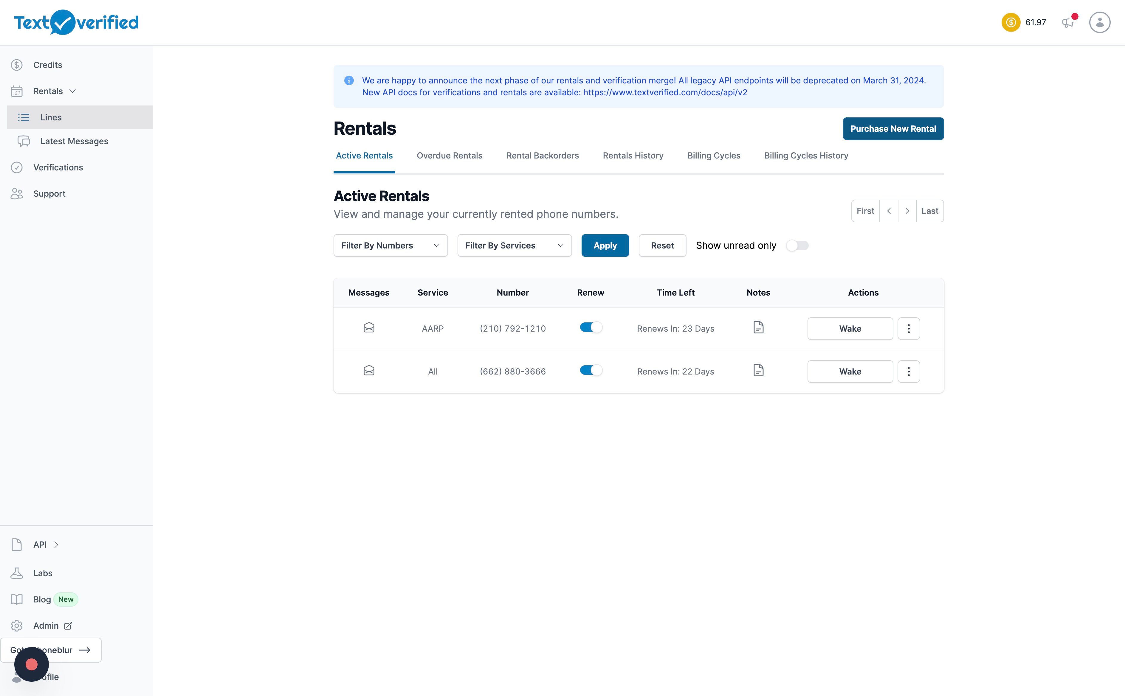 Start Rental Wizard