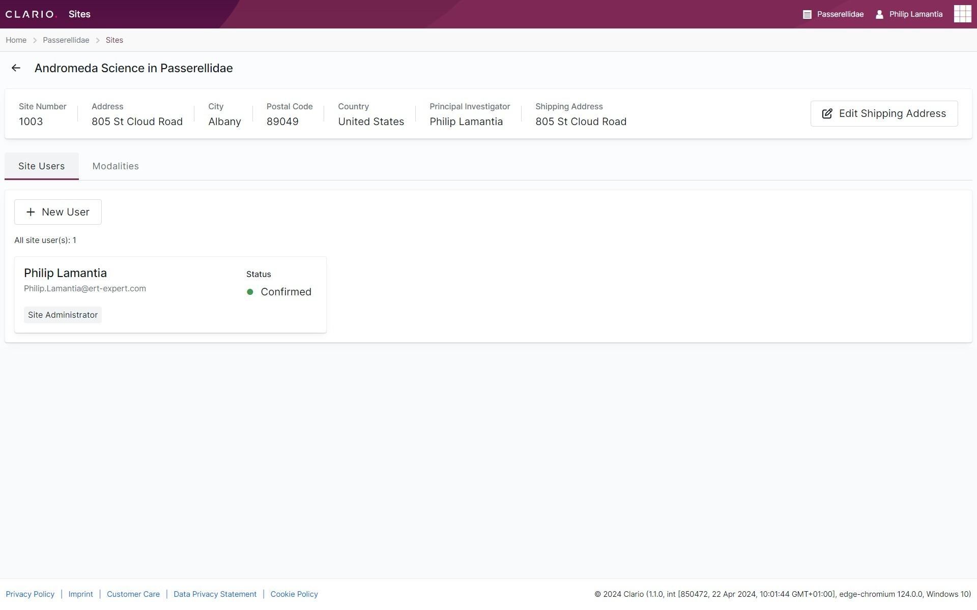 Managing a Single Site in the Clario Portal