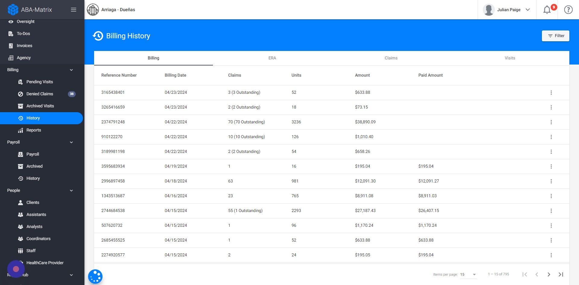 How to run a billing - ABA Matrix Knowledge Desk