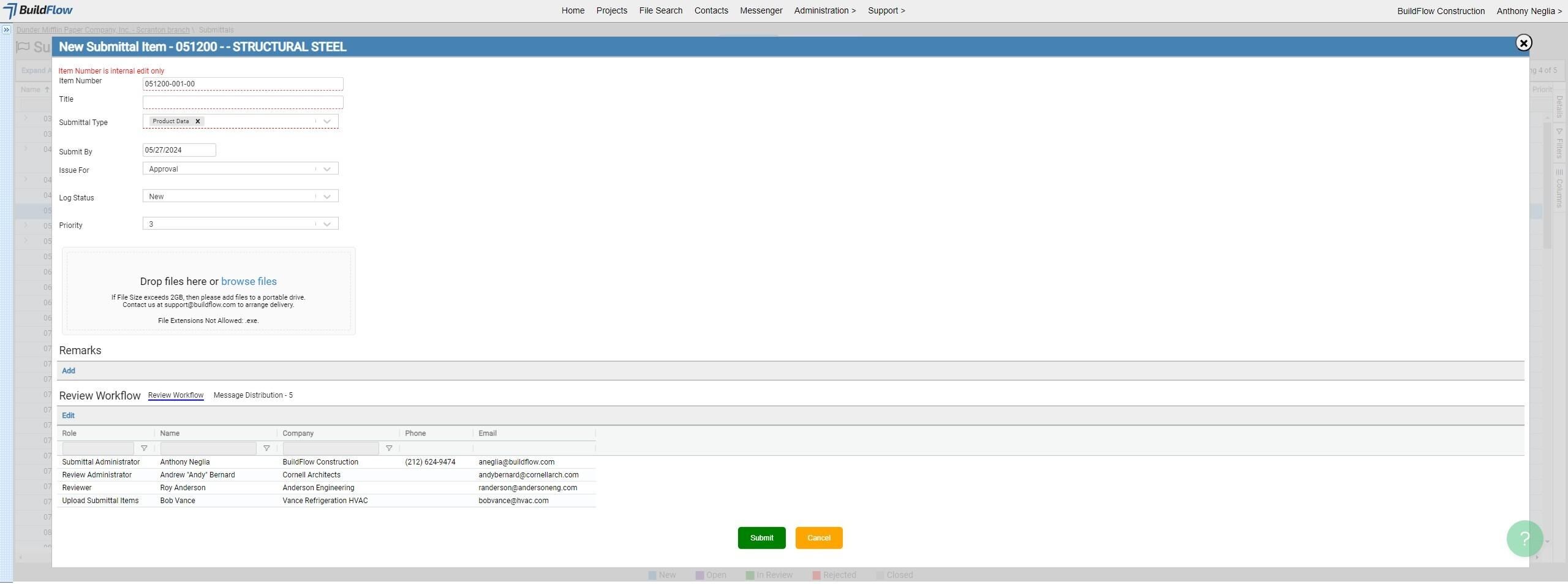 Adding Submittal Items - BuildFlow