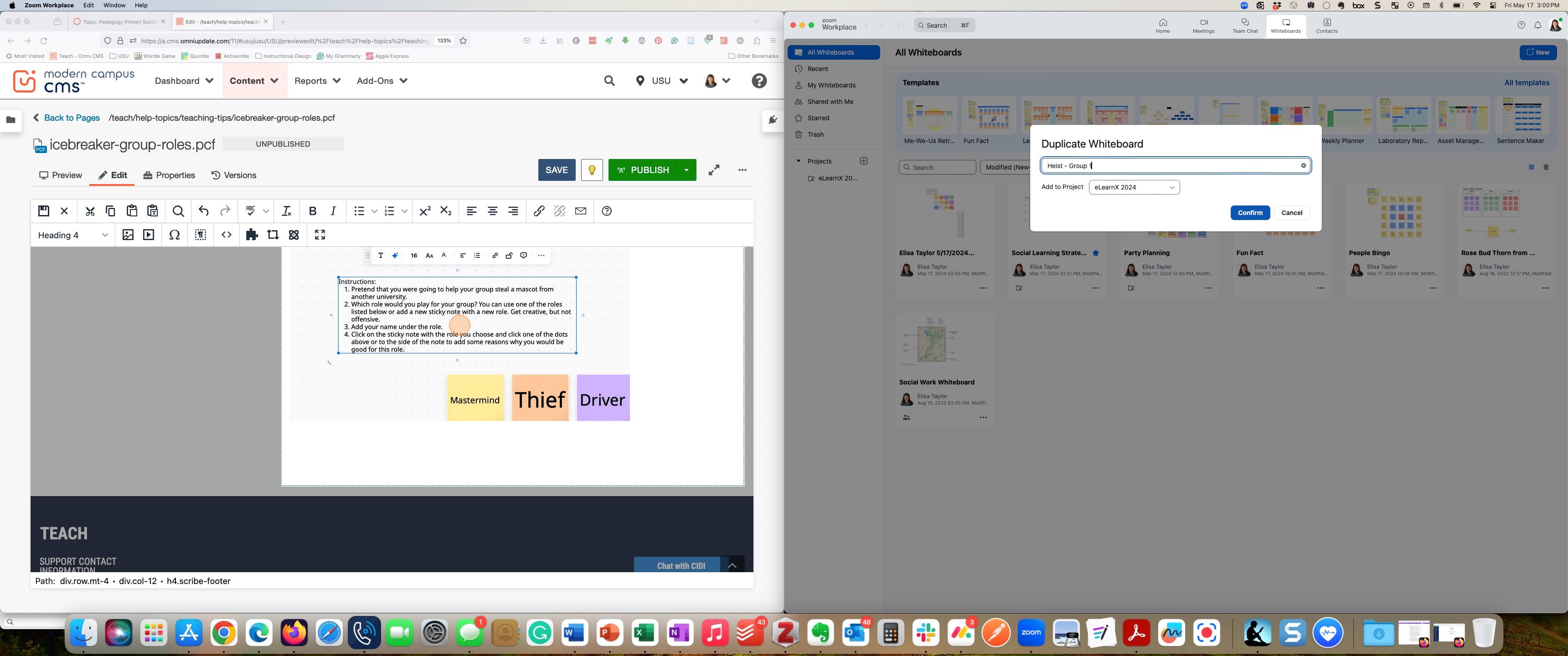 Zoom app with duplication pop-up open and confirm highlighted