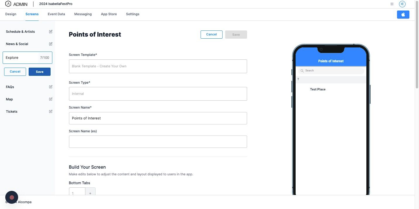 Screens: Rename Buttons - Aloompa Knowledge Base