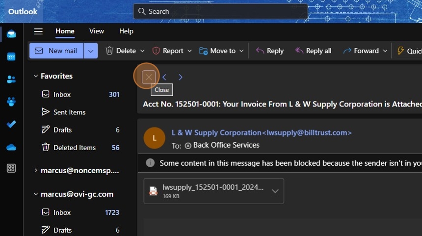 Close email