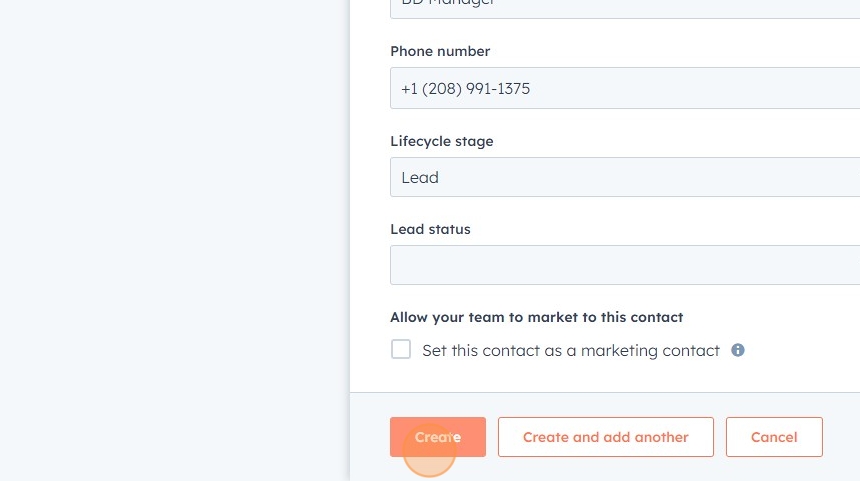 Create contact button