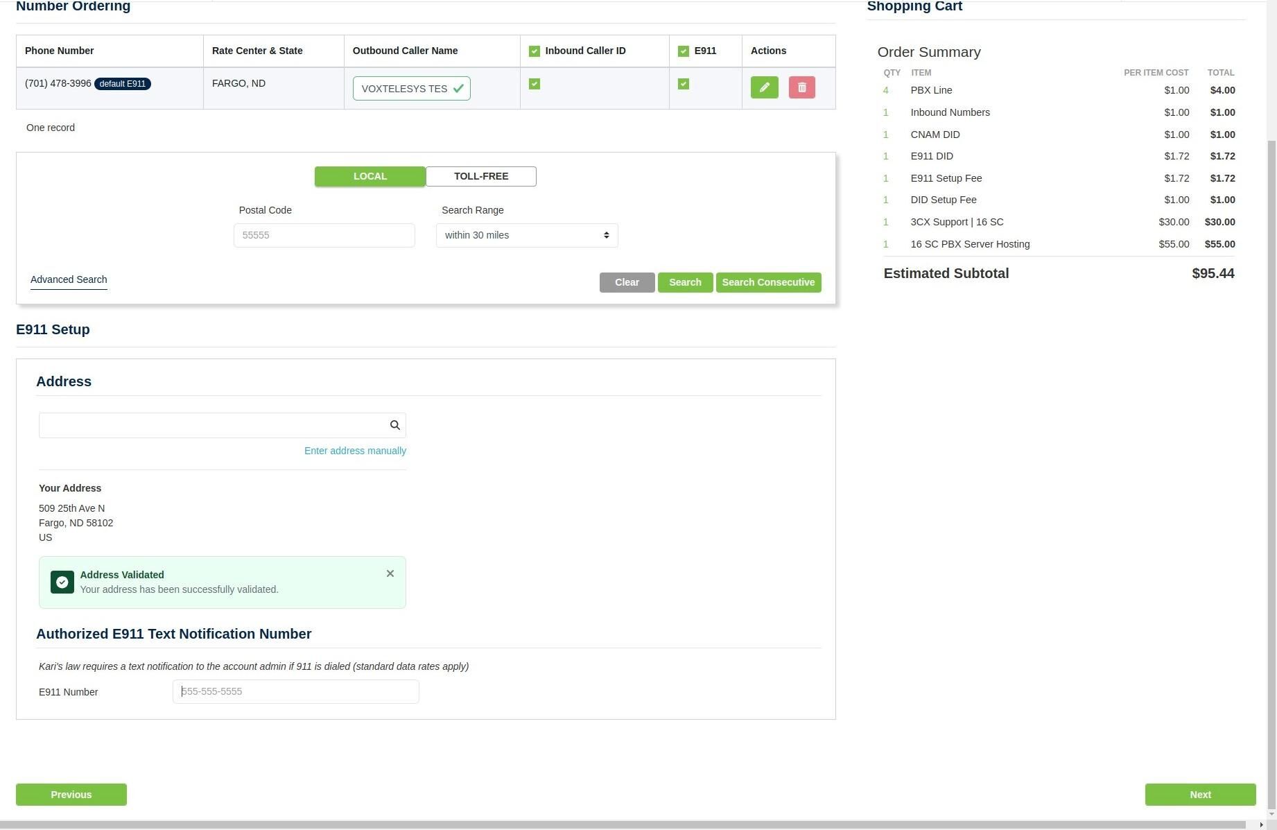space to enter number with sms capabilities