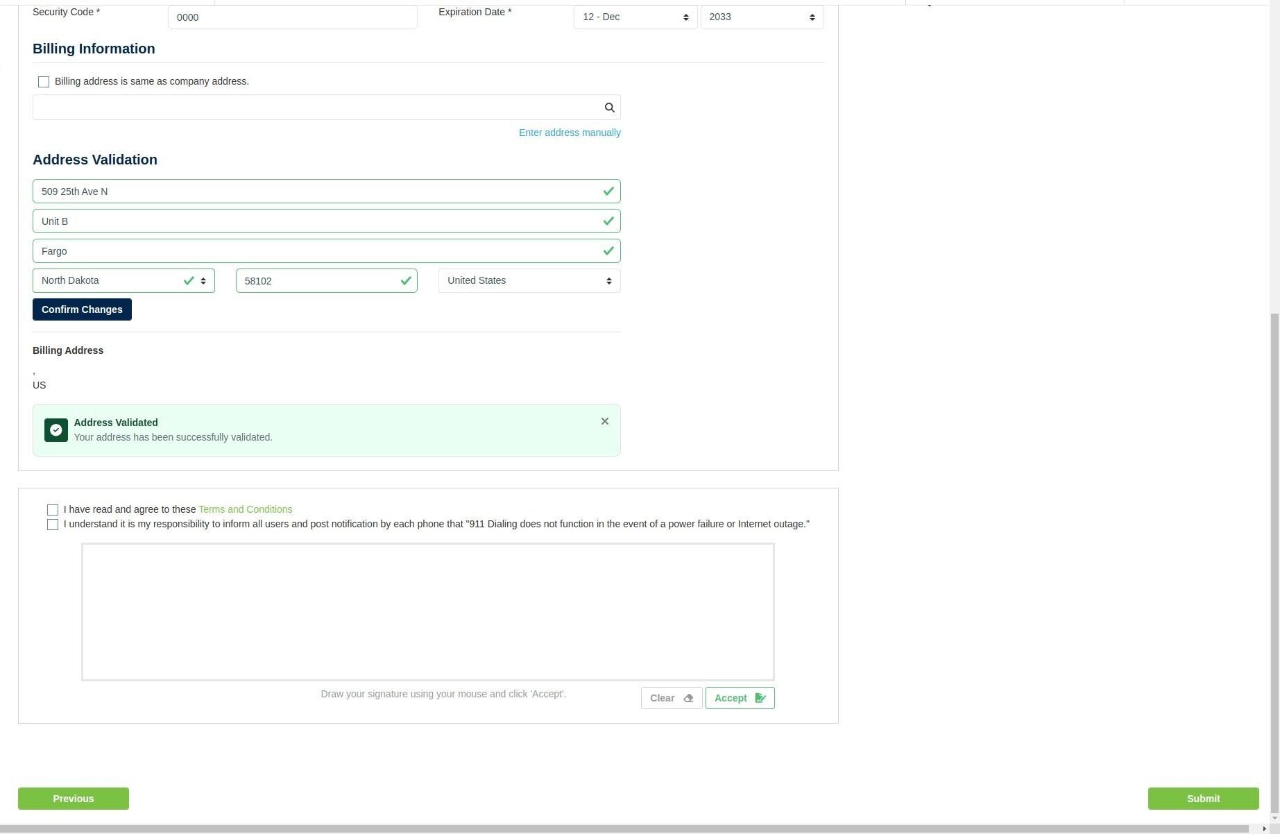terms and conditions checkbox