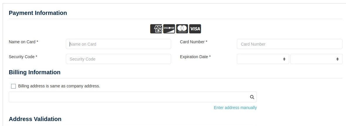 payment information field