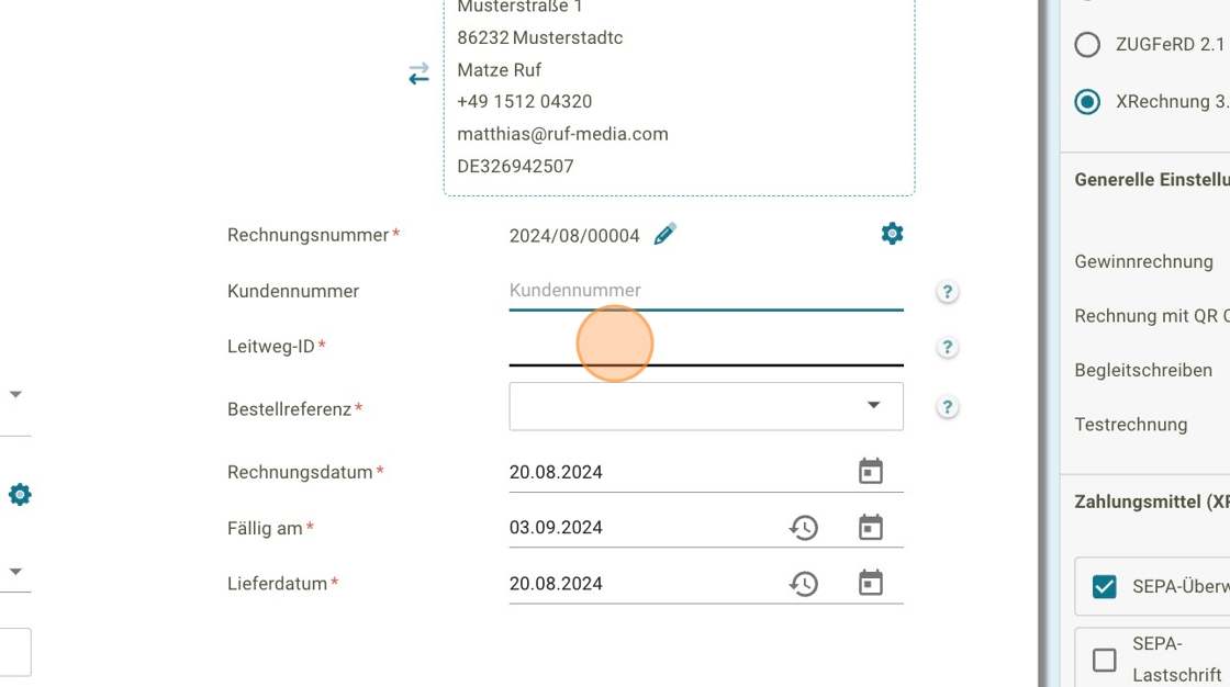 Erstellung einer XRechnung/ZUGFeRD oder PDF Rechnung 7 - faktoora - faktoora -