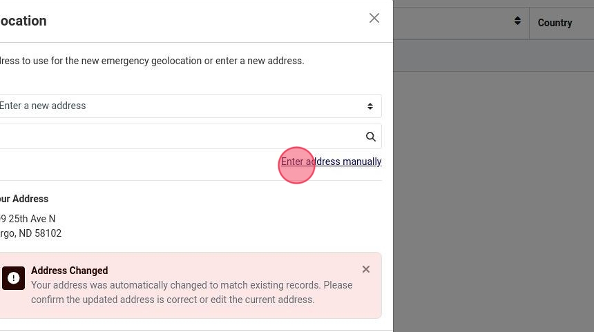 enter address manually option