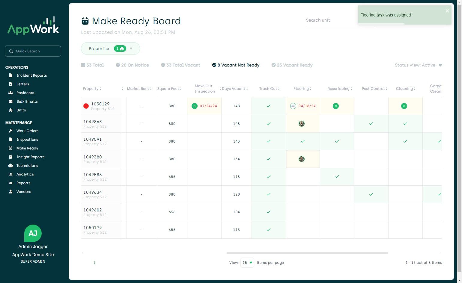 Choose assigned task to tag tech.