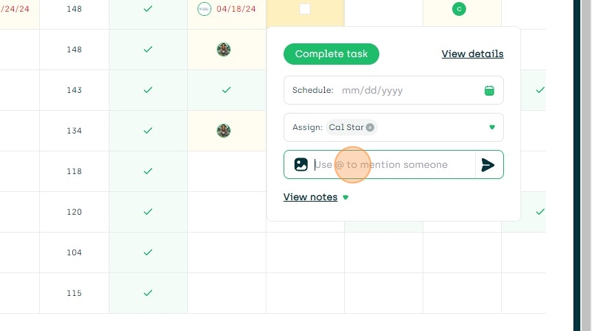 Type message and hit the arrow to tag the tech.