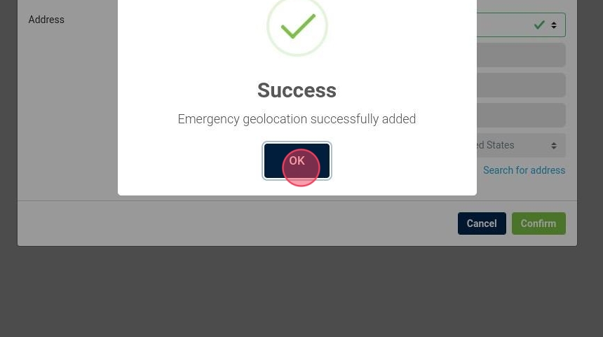 ok button in the voxtelesys portal