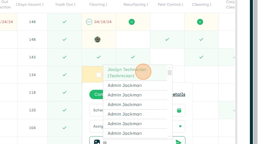 Click "Techs Name (Technician)"