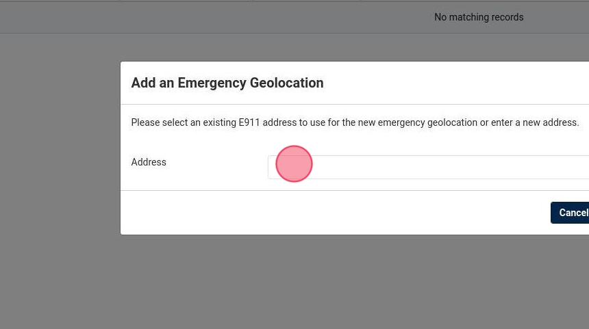 address dropdown in the voxtelesys portal