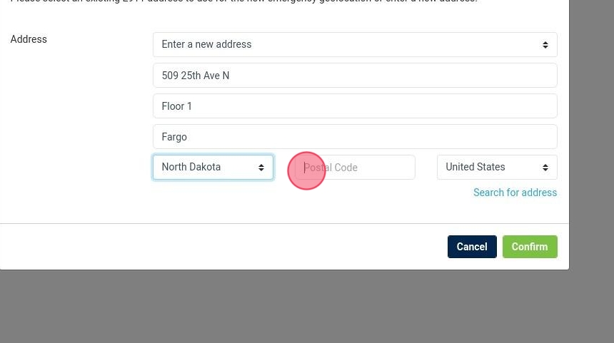 area to enter your address