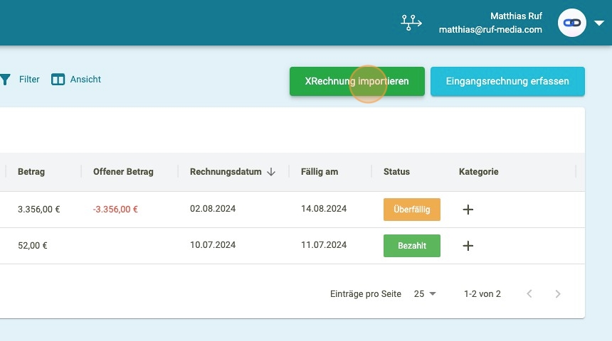 XRechnung importieren 2 - faktoora - faktoora -