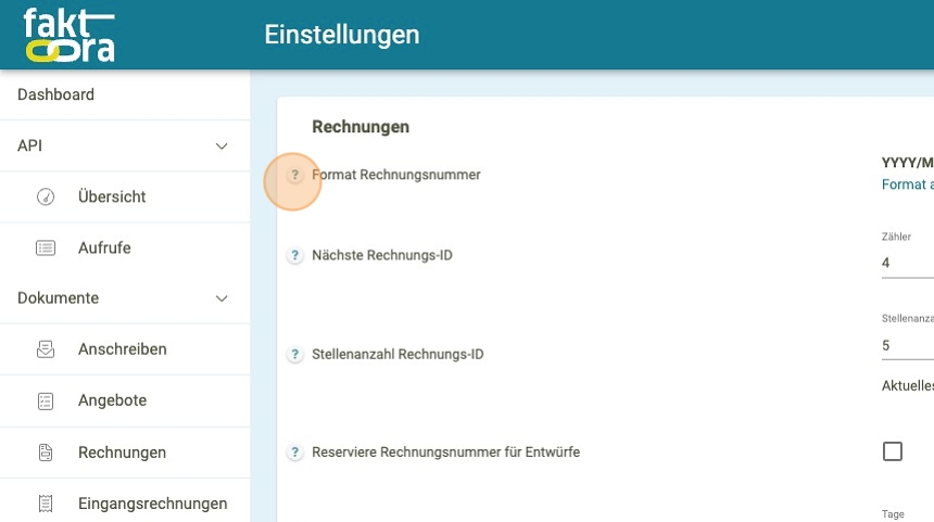 Rechnungseinstellungen 3 - faktoora - faktoora -