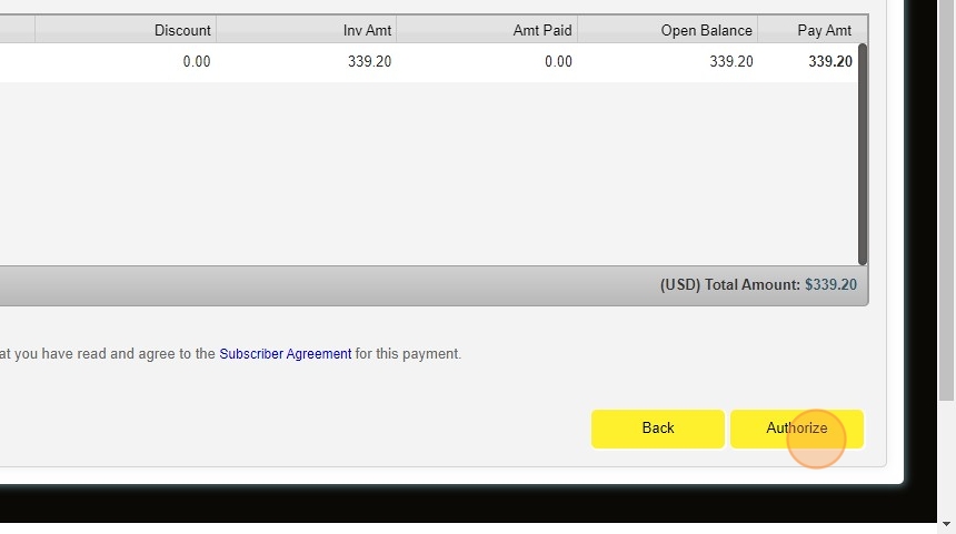 Screenshot highlighting the Authorize button