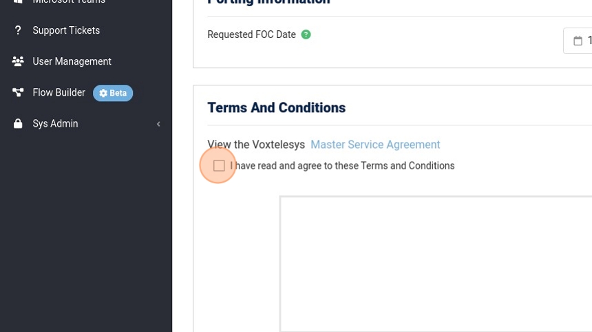 terms and conditions checkbox