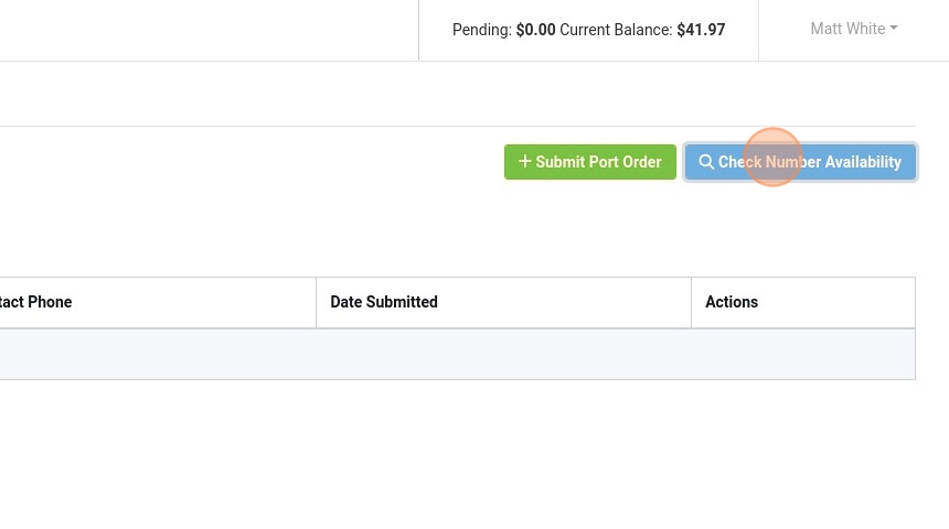 check number availibility button in the voxtelesys portal