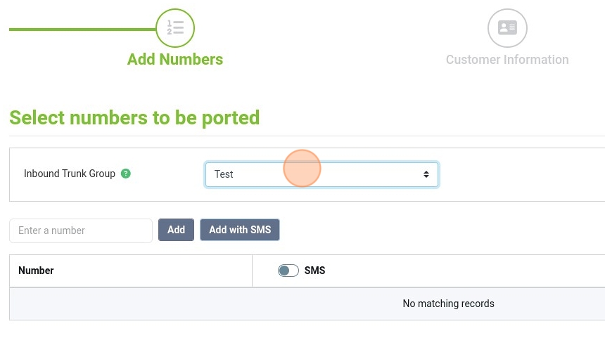 inbound trunk group dropdown in voxtelesys portal