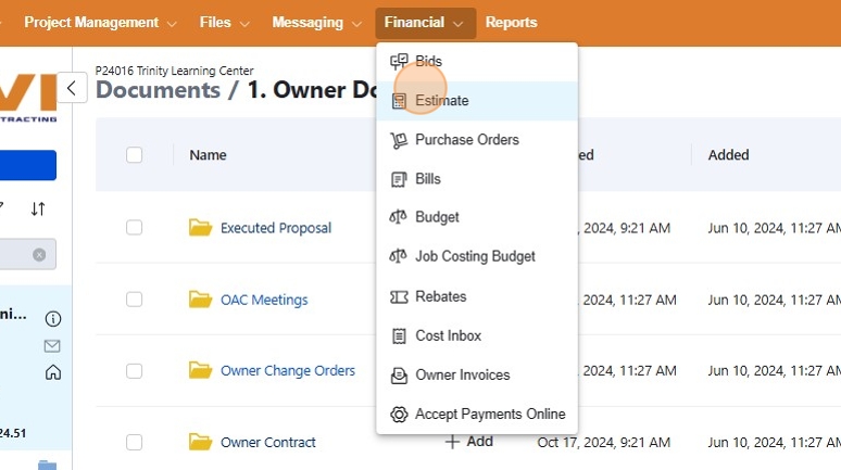 Click Financial tab