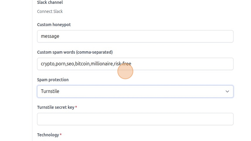 Selecting Turnstile in Formspark