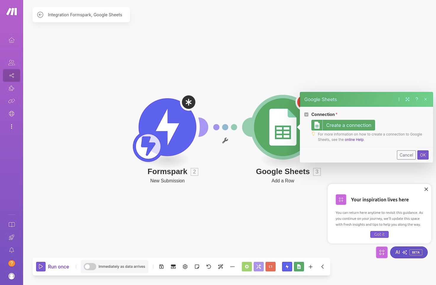 Creating a Google Sheets connection