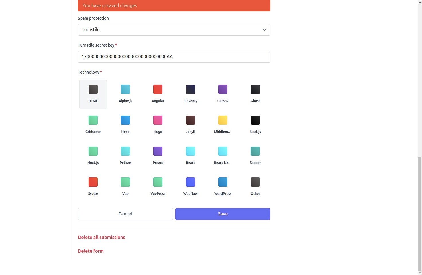 Saving webhook settings