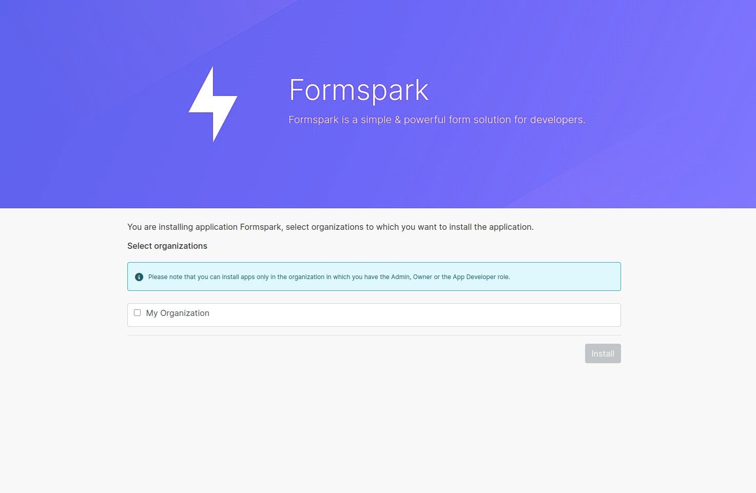 Selecting your organization
