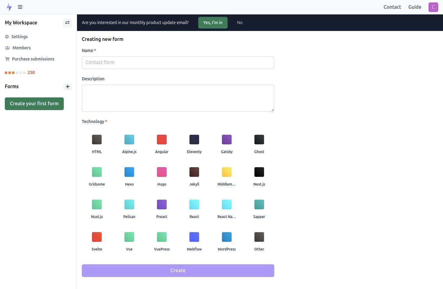 Naming your Formspark form