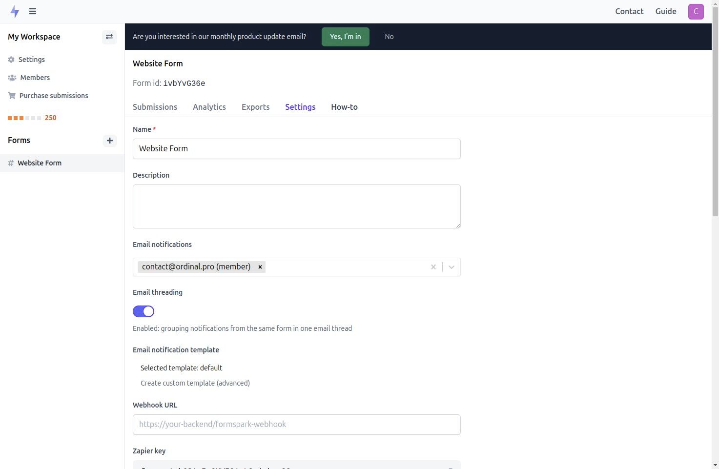 Copying your form's action URL
