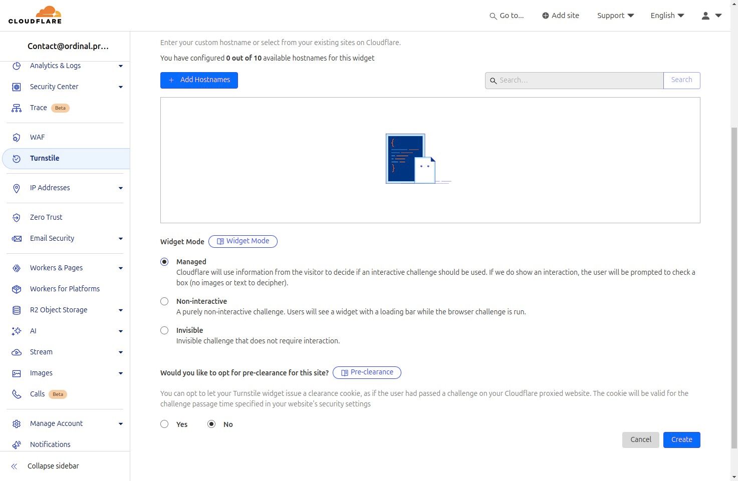 Selecting the Managed option