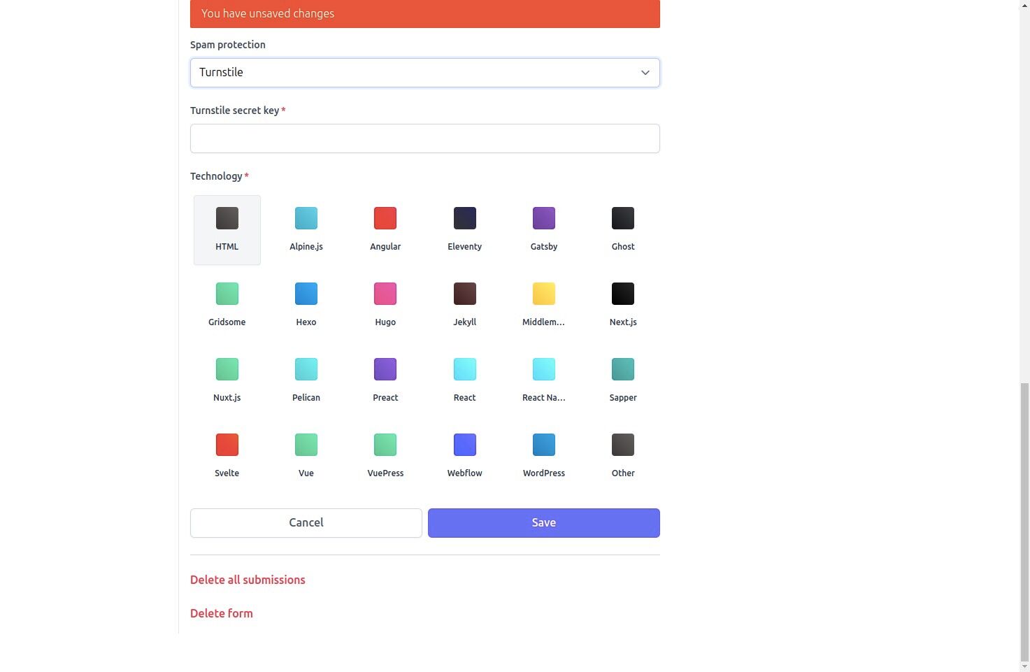 Saving your spam protection settings