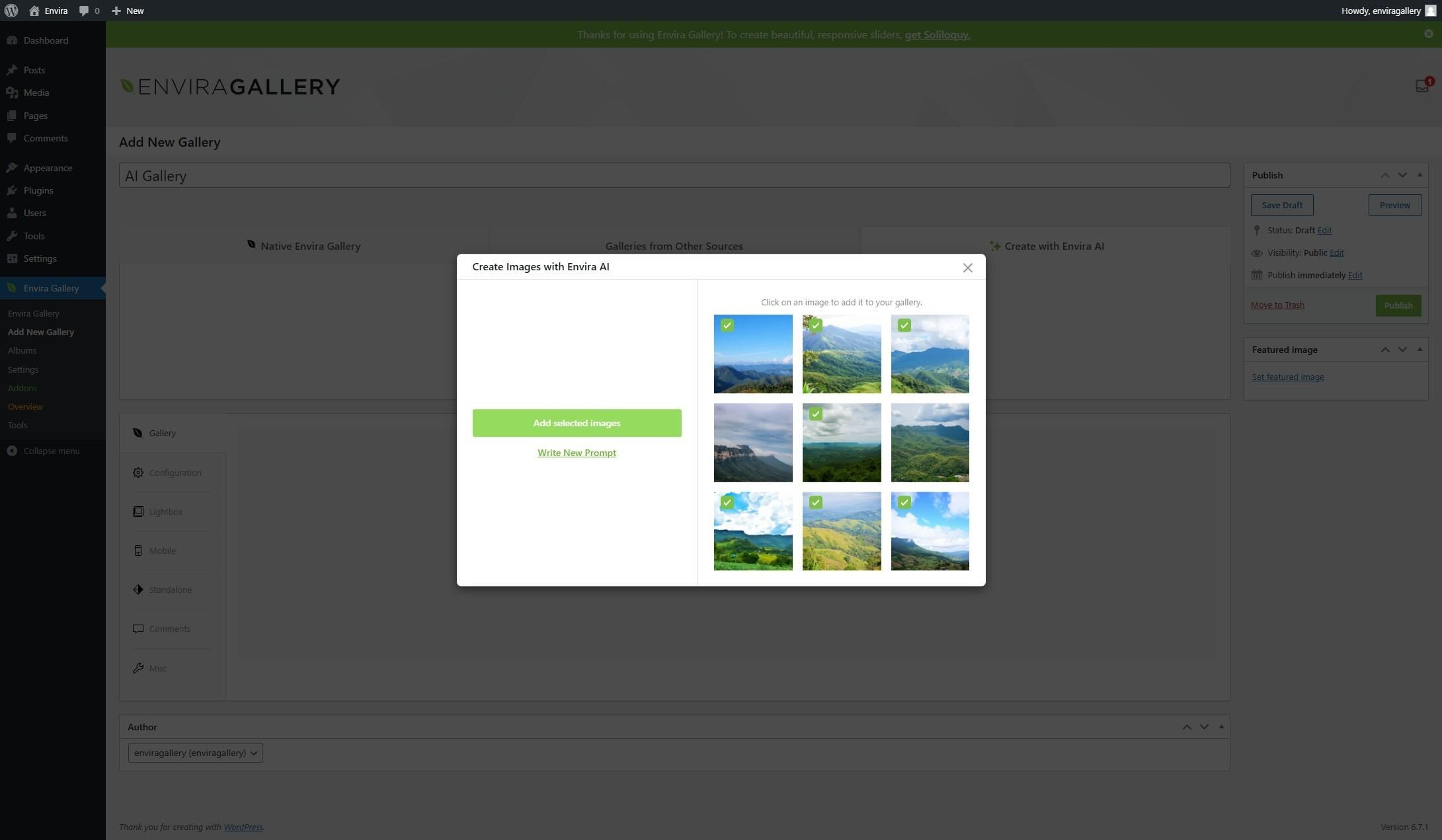 add selected images to gallery