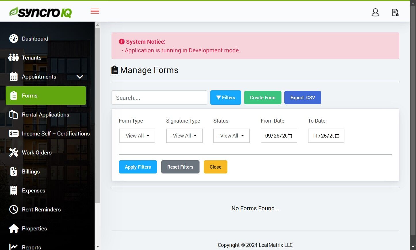 Form Type Selection