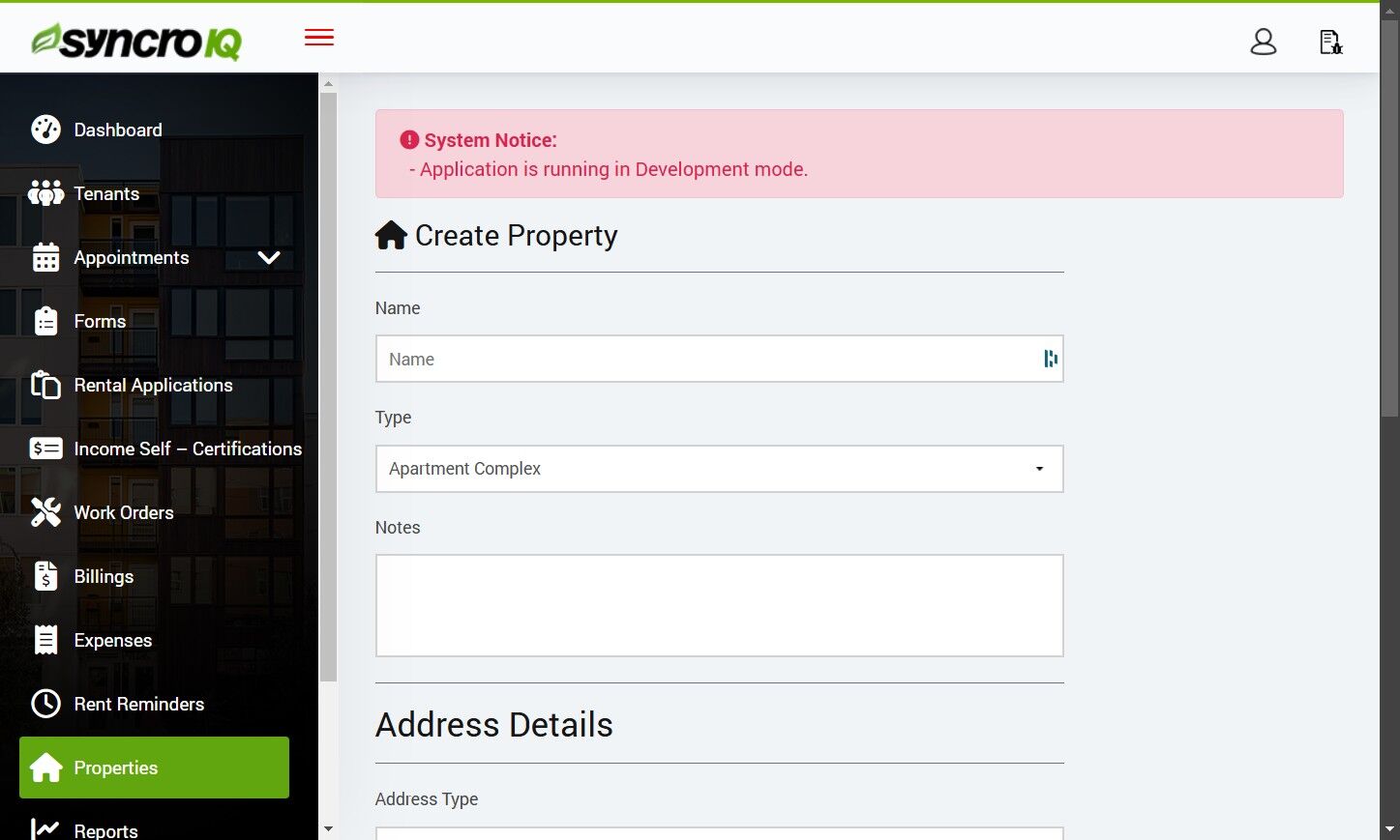 Property Type Selection
