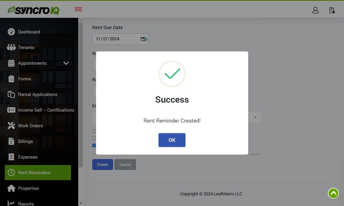 Confirm creation with OK