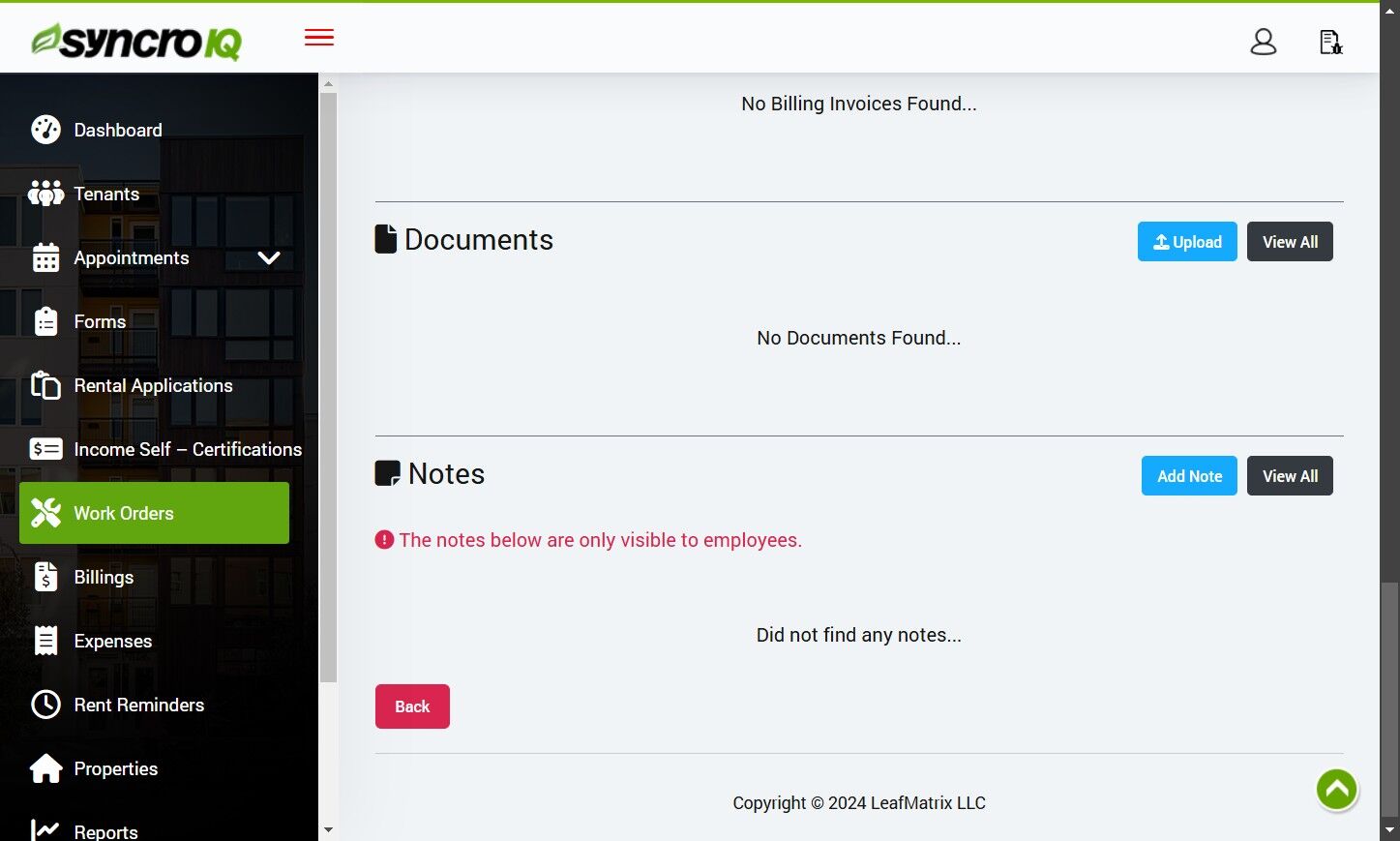 Add internal or public notes to the Work Order