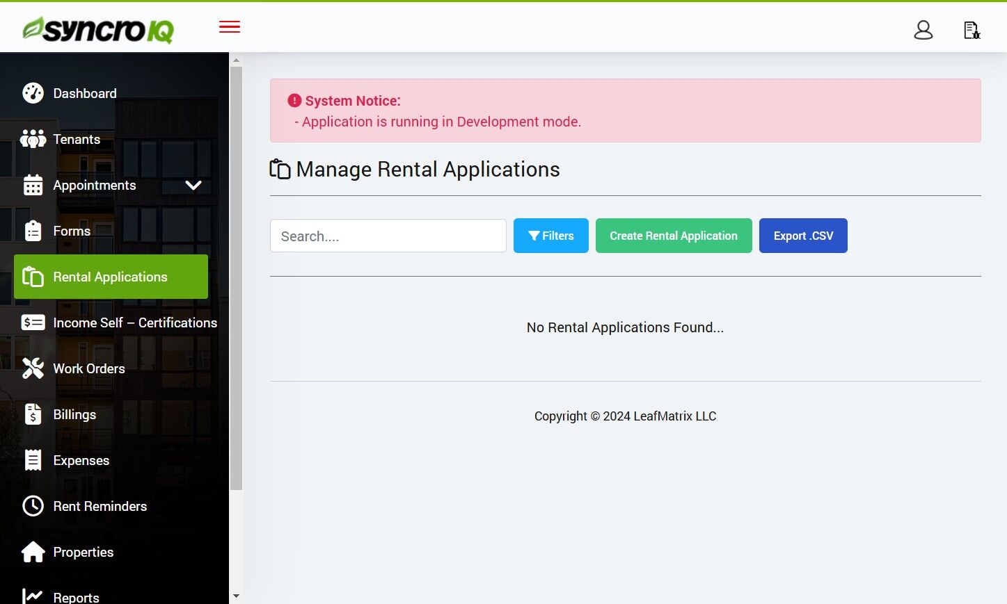 Export applications to CSV